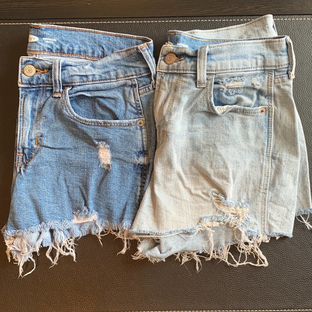 2 Old Navy Boyfriend Mid-Rise Cut-Off Shorts